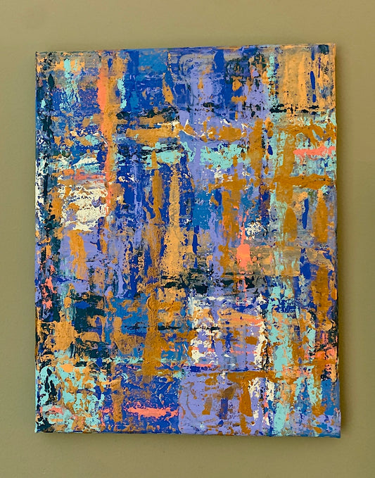 Painting in Blues & Gold - 12" x 16"
