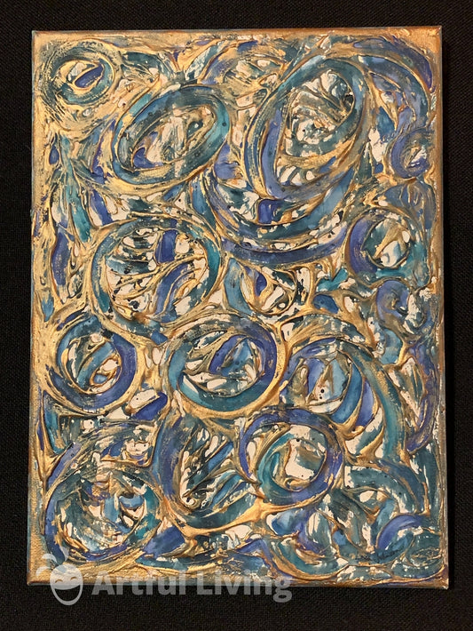 Blue & Copper Textured Art I