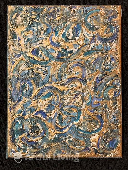 Blue & Copper Textured Art 2