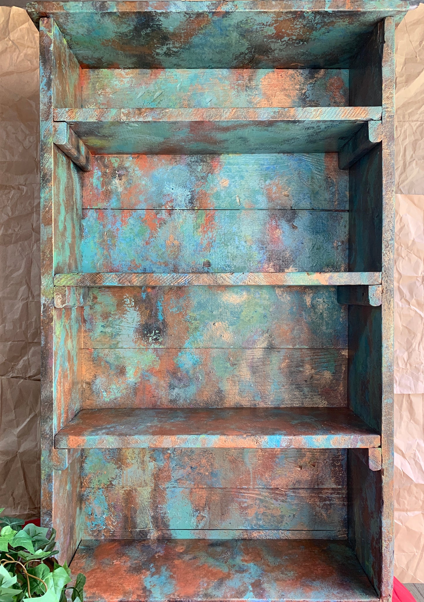 Copper-Style Wooden Bookshelf